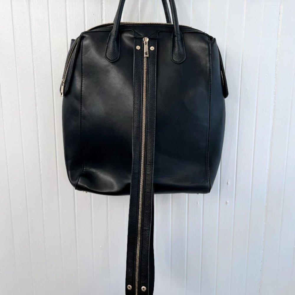 Target Black Leather Backpack With Tech Laptop Sl… - image 3